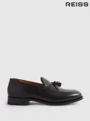 Reiss Black Clayton Leather Tassel Loafers (N71519) | $510
