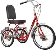 DEFGHIJ Adult Tricycle Trike 3 Wheel Bike with Carbon Steel Frame Three Wheel Cruiser Bike with Widened and Enlarged Seat for Seniors Women Men(Color:Red)