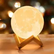 3D Moon Lamp with 7.1' Wooden Base - Mothers Day Gift LED Night Light, Mood L...