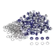 Grommets Kit 100set-3mm 1/8" Hole Metal Eyelets Grommet Tool,Dark Blue