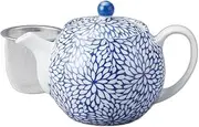 Chrysanthemum Peony Mini Pot (Blue) (with Eyes) [5.9 x 3.9 x 3.9 inches (15 x 10 x 10 cm), 11.8 fl oz (300 cc)] | Pot |