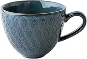 Soup Bowls, 500ml Vintage Ceramic Coffee Cup, Soup Cup with Handle, Small Breakfast Bowl for Ice Cream, Dessert-White-13.5x11.5x9cm (Color : Blue, Size : 13.5x11.5x9cm)