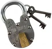 Antique Style Wine Cellar Padlock with 2 Skeleton Keys