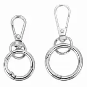 2.8"/1.8" Swivel Snap Hooks with Key Rings, 2Pcs Swivel Clasp Clip, Silver Tone