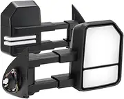 SAN HIMA Pair Towing Mirror Fits Hilux N70 2005-2015 - Extendable Manually Foldable Side Durable & Stylish Tow Mirrors 19CM Split View, Black