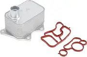 X AUTOHAUX Engine Oil Cooler for Audi A3 2008 L4 2.0L Transmission Oil Cooler Trans Cooler with O-ring Seals No.06J117021M Aluminum Alloy Silver Tone 1 Set