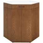 Rafaela 20 in. Walnut/White Hexagon Wood End Table with Storage