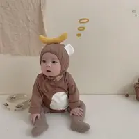 在飛比找ETMall東森購物網優惠-可愛韓國男女寶寶猴子香蕉哈衣
