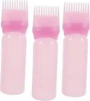 ARTSEWPLY 3pcs Medicine Bottle Spray Bottles for Hair Wow Hair Spray Hair Dye Brush Applicator Oil Applicator for Scalp Hair Oil Applicator Hair Oil Bottle Root Highlighting Kit Pink Plastic