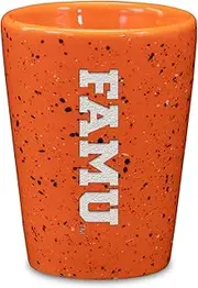 Rico Industries NCAA Florida A&M Rattlers - FAMU 2oz Ceramic Shot Glass for Fans, Laser Engraved in Team Color Single Shot Glass