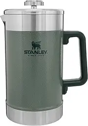 Stanley 10-02888-007 French Press 48oz with Double Vacuum Insulation, Stainless Steel Wide Mouth Coffee Press, Large Capacity, Ergonomic Handle, Dishwasher Safe, Hammertone Green