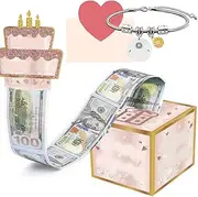 Novelty Cash Surprise Gift Box, Happy Birthday Money Gift Box and Birthday Gifts for Women Girls Bracelet Birthday Charm Bracelet Funny Pull Surprise Money Gift Box