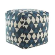 Evette Rios Pouf 20"x20"x20" Teal Blue/Cream Modern Diamond Triangle Geometric