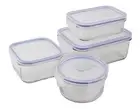 Glasslock Tempered Glass Food Container Set, 4 Piece Blue
