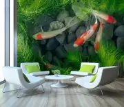 3D Goldfish Grass G6092 Wallpaper Wall Murals Removable Self-adhesive Honey