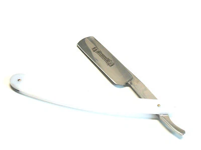 SUPER SHARP READY TO SHAVE MENS STRAIGHT RAZOR WHITE COLOR NEW