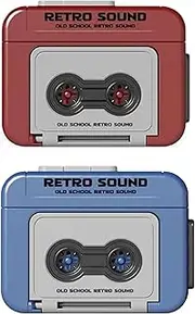 [Generic] Creative Mini Tape Recorder Keychain, Vintage Recorder Tape Keychain, Mini Tape Recorder Keychain, Fun Key Backpack Hanging, Mini Keychain (Red+Blue)