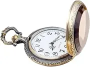[WOFASHPURET] Pocket Watch Men Watch Digital Watch Steampunk Watch Mechanical Chain Watch Men Wrist Watches Mini Quartz Watch Retro Watches for Men Clip- on Watch Mens Watch Golden Glass