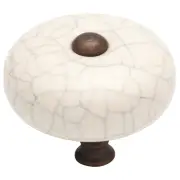 3.8cm Round Crazed Cupboard Knob, Ivory/Atq Brass