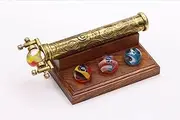YVCrafts Brass large Marble Scope Kaleidoscope with Four Interchangeable Glass Marble Solid Ached Brass Surface Kaleidoscope with Hardwood Display Stand