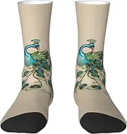 [EdWal] Soft Peacock pattern print Moisture Wicking Socks Sports Socks for Men and Women Warm thermal Boot Hiking Socks