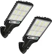 LED Solar Lights Outdoor Super Bright - IP65 Waterproof Solar Garden Lights with 3 Modes & Remote, 23.5x9.5cm Wall/Street/Yard Lights, 120° Motion Sensor, 16.4ft Range (Warm White) (2)
