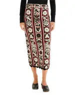 Farm Rio Winter Tapestry Stripes Midi Skirt