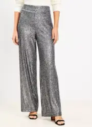 New Ann Taylor SilverSequin Side Zip Wide Leg Pant, Women's Size 8