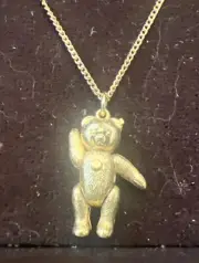 Vintage 1988 Collectible Steiff Jointed Teddy Bear Necklace Gold Plated
