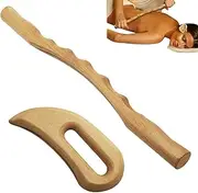 2 PCS Wooden Gua Sha Massage Tools, Wood Massage Tools Includes Wood Therapy Massage Tools Lymphatic Drainage Tool, Wood GuaSha Tool for Anti Cellulite, Maderotherapy