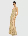 Mac Duggal NWT Embellished Sleeveless Plunge Neck Gown in Nude Gold Size 10