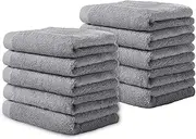 Yoofoss Luxury Washcloths Towel Set 10 Pack Baby Wash Cloth for Bathroom-Hotel-Spa-Kitchen Multi-Purpose Fingertip Towels & Face Cloths Light Grey