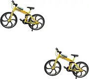 Abaodam 2pcs 1:10 Scale Miniature Model Bike Kit Craft Toy for Boys and Girls Toys Yellow Folding Mountain Bike Ornaments