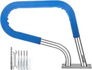 VEVOR Pool Rail 32x23 Pool Railing 304 Stainless Steel 250LBS Load Capacity Silver Rustproof Pool Handrail Humanized Swimming Pool Handrail with Blue Grip Cover & M8 Drill Bit & Self-Taping Screws