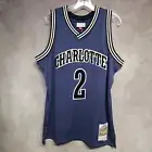 NWT Mitchell & Ness Charlotte Hornets Larry Johnson 2 Chenille Jersey Men L $150