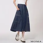 【MOMA】工裝風大口袋牛仔長裙(藍色)