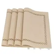 Placemats Set of 4 for Dining Table with Hollow Edge Design- Table Mats 12x 18
