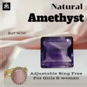 Regal Square Amethyst – Precision Cut Purple Elegance + Ring Free Size 16x16x9mm