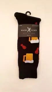 BEER & WINGS BLACK SOCKS MENS MARC ECKO (SHOE SIZE 6-12)