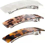 Jayongnee clip Tortoise Shell Hair Barrettes for Women Ladies,Elegant French Design Barrettes Tortoise Shell Automatic Hair Clip for Medium and Thick Hair, barrettes for thick hair