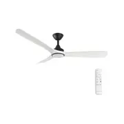 Threesixty 132cm Black Motor Whitewash 3 Blade With Light Ceiling Fan