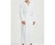 ADULT'S WHITE FLEECE HOODED DRESSING GOWN