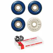 Spitfire Skateboard Wheels F4 Classics 99A Blue/White 56mm Bones Swiss Bearings