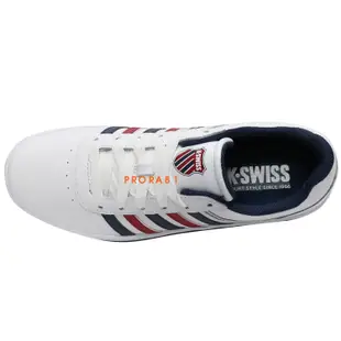 K-SWISS 95585-130 白X藍X紅 全皮質休閒運動鞋/男女同款22.5-31㎝/ 101K