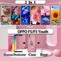 在飛比找蝦皮購物優惠-2 合 1 OPPO F5 F5 青年手機殼帶鋼化玻璃曲面陶