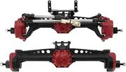 1/10 Front and Rear Axle Set for SCX10 SCX10 II 1/10 RC Crawler Car Upgrade Portal Axles Fr&on&t Rear Axle with Steel Gears Metal Bearings Upgrade Parts RC Car Accessories(Red and Black)