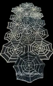 Tahari Black Gold Spider Web Spiderweb Halloween Beaded Table Runner New!