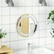 Medium Transparent Glass Bathroom Mirror with Lighted Edge Modern Design