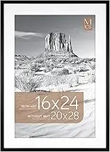 MCS Everline Collection 20x28 Poster Frame, Display Pictures 16x24 With Mat or 20x28 Without Mat, Vertical & Horizontal Wall Hanging Large Picture Frame for Photos & Posters, Black (1-Pack)