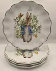 Peter Rabbit Easter Scalloped Dinner Plate Set of 4 Gold Rim Zrike Potter